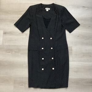 Vintage Ultra Dress New York Womens Double Breasted Polka Dot Shift Dress
